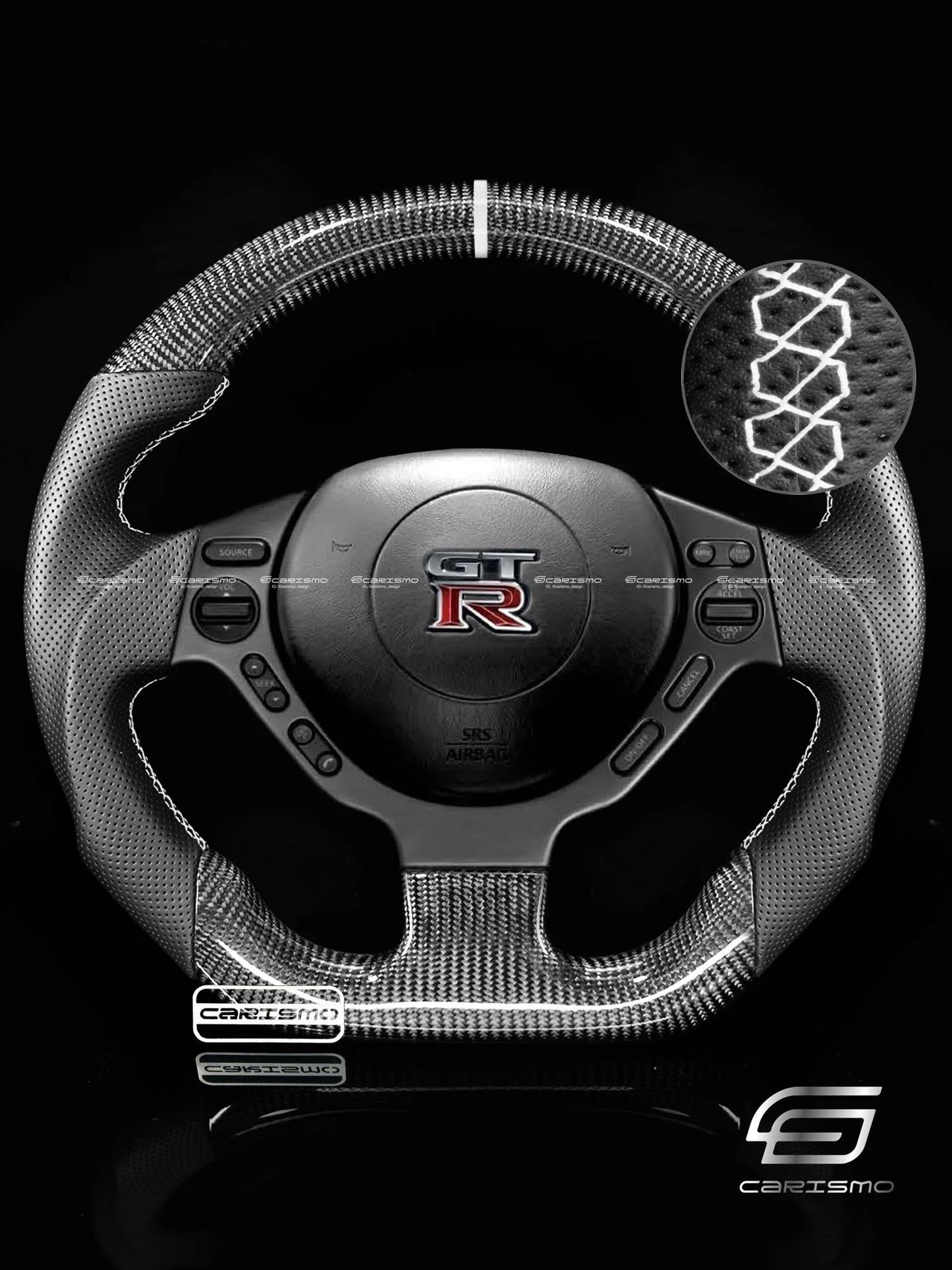 Carismo Steering Wheel For Nissan GT-R (R35 CBA & DBA) - Sport - Gloss Carbon -