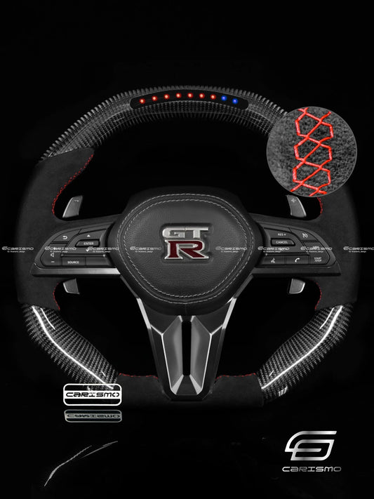 Carismo Steering Wheel For Nissan GT-R (R35 EBA) - Sequential RPM LED - Gloss Carbon