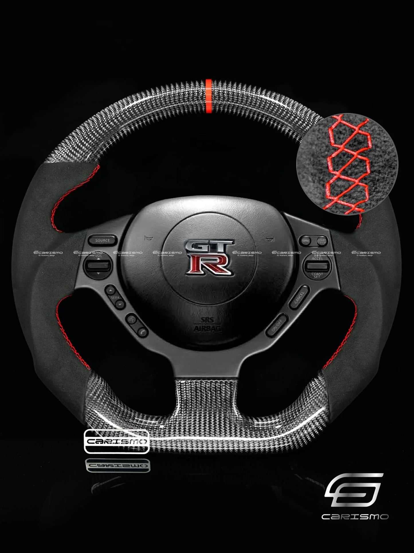 Carismo Steering Wheel For Nissan GT-R (R35 CBA & DBA) - Sport - Gloss Carbon -