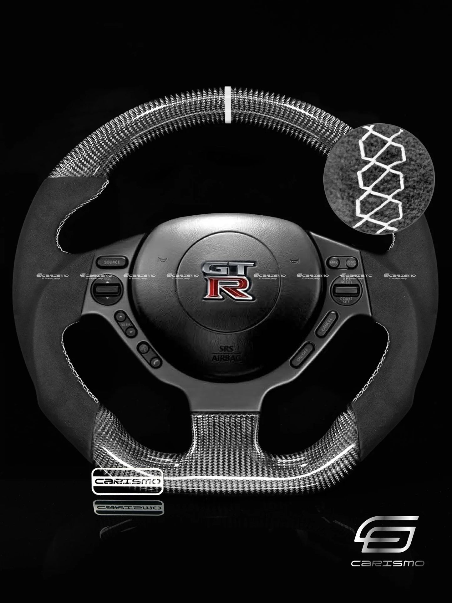 Carismo Steering Wheel For Nissan GT-R (R35 CBA & DBA) - Sport - Gloss Carbon -