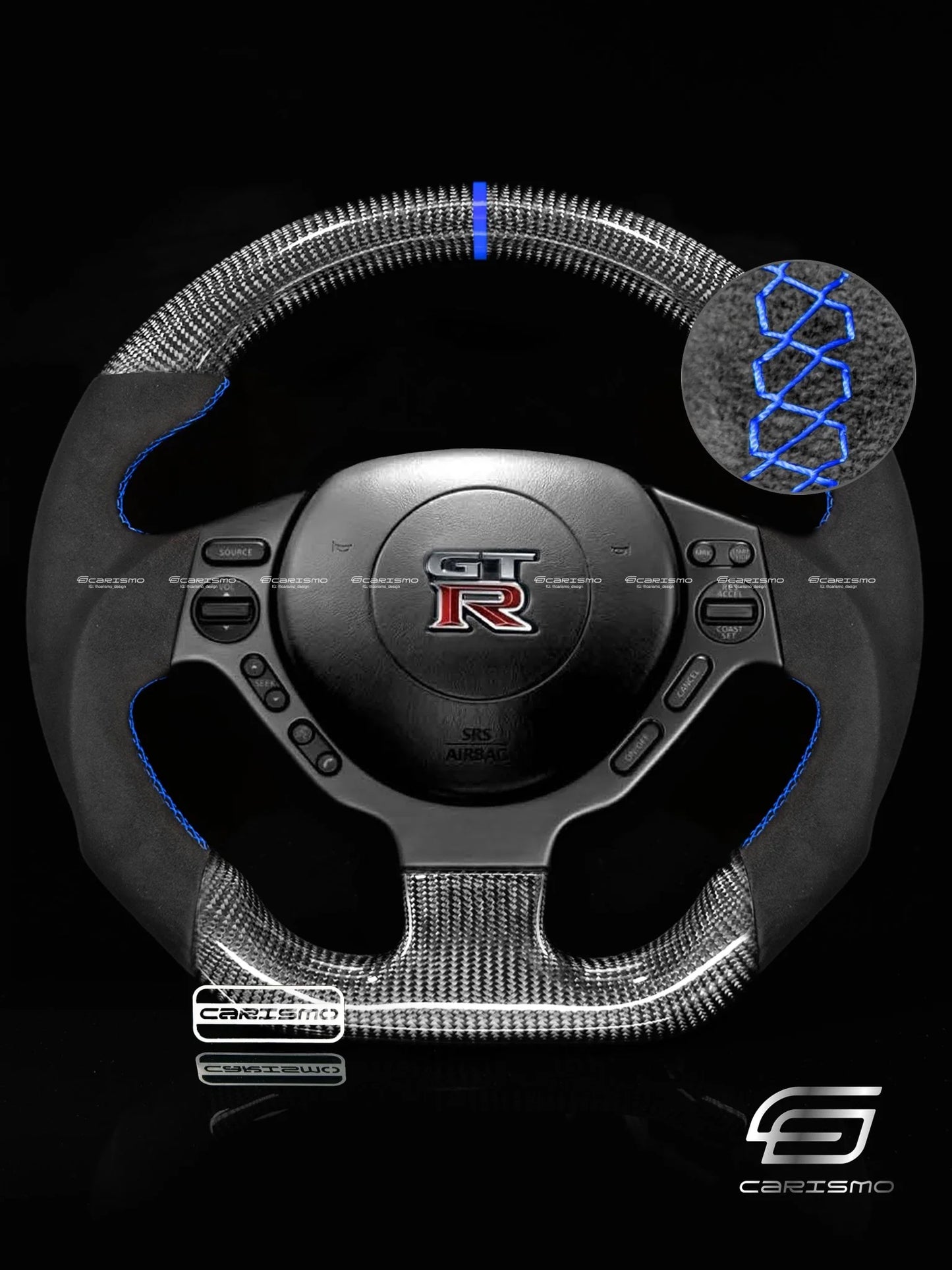 Carismo Steering Wheel For Nissan GT-R (R35 CBA & DBA) - Sport - Gloss Carbon -
